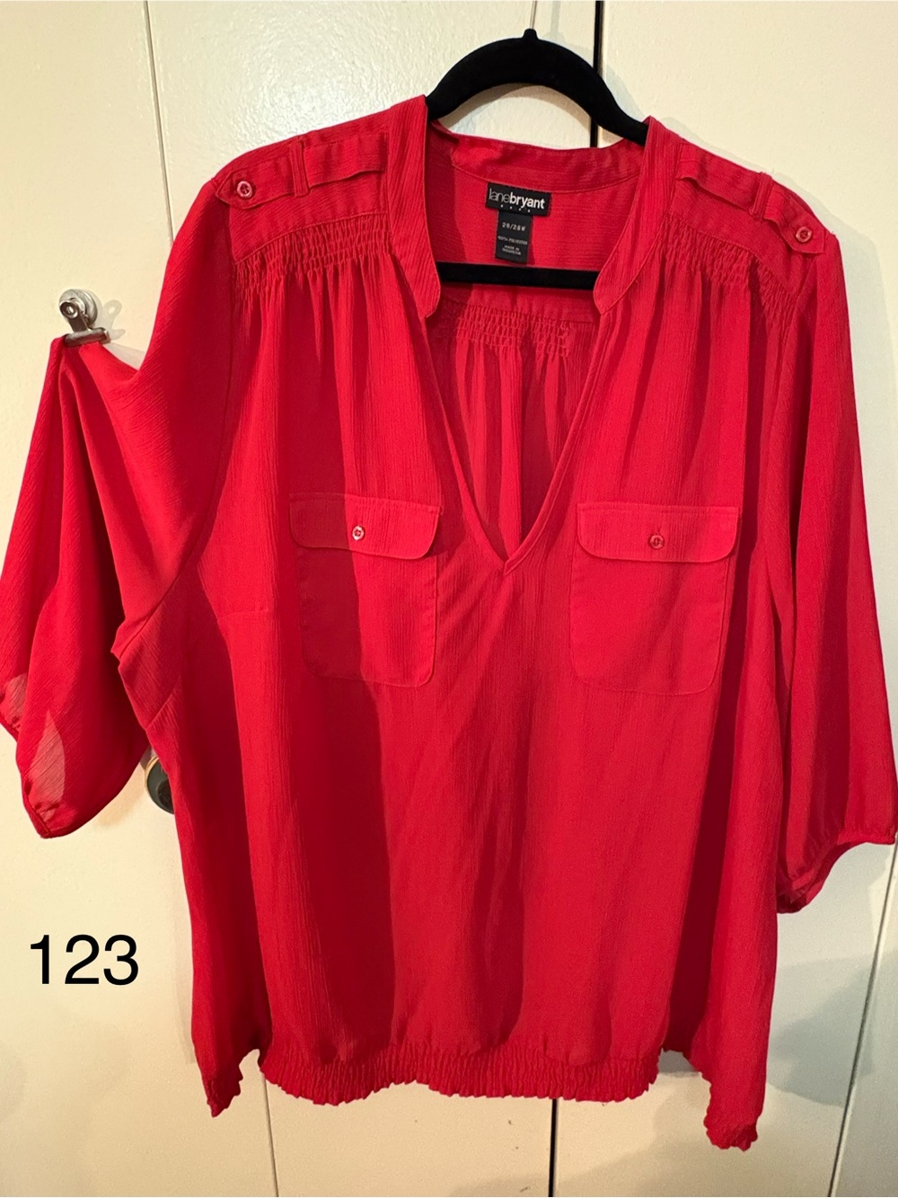 Lane Bryant Bright Red Split-Neck Tunic Top